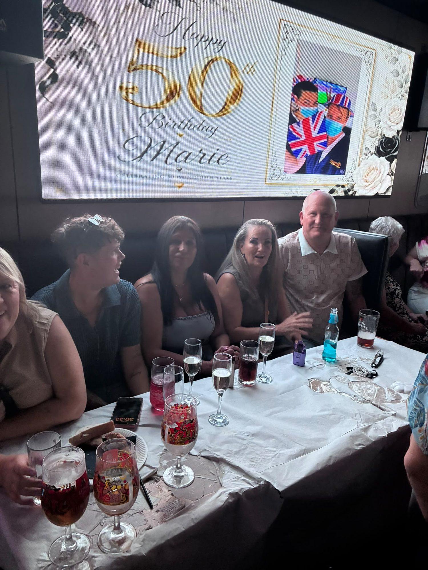 Group of friends celebrating a 50th birthday at The Lounge Rotherham